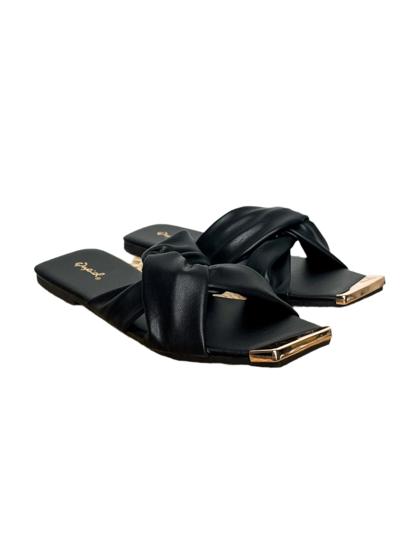 Aster ruched cross sandal black