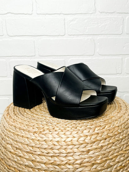 Carmen platform mule heel black