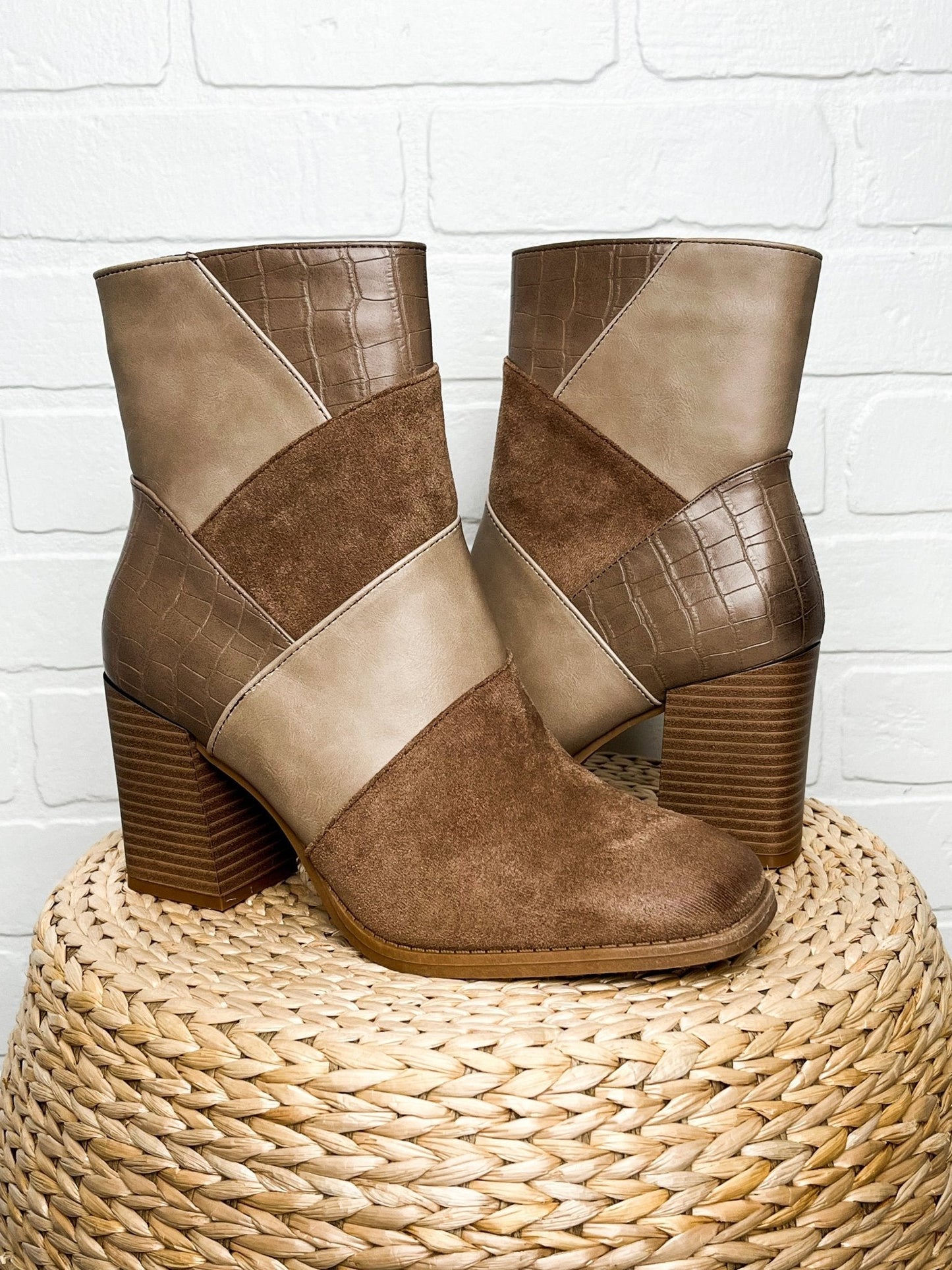 Cammy patchwork bootie taupe